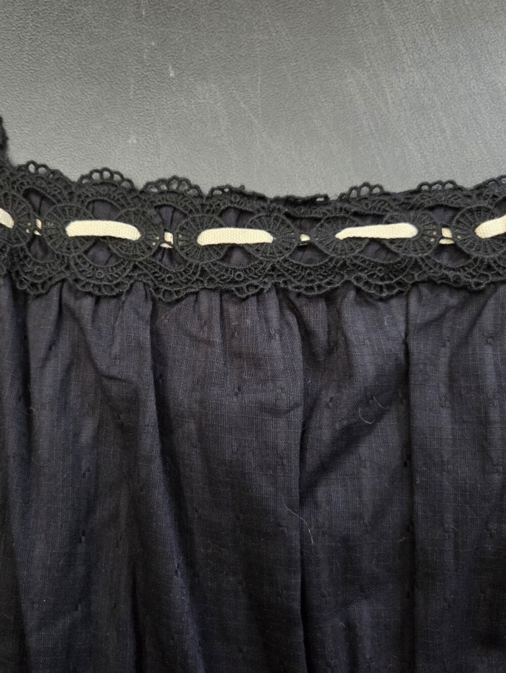 NWT- Anne Klein Lace Detail Cotton Tie Belt Stitching Accents Maxi Dress-Size 14 - Picture 11 of 16